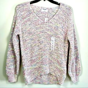 Old Navy Rainbow Speckled Shaker-Stitch V-neck Sweater. New with tags size M
